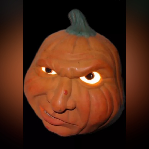 Vintage Jack O’ Lantern Ceramic Lights Up Creepy Halloween Warts Creepy Prop - Picture 6 of 6